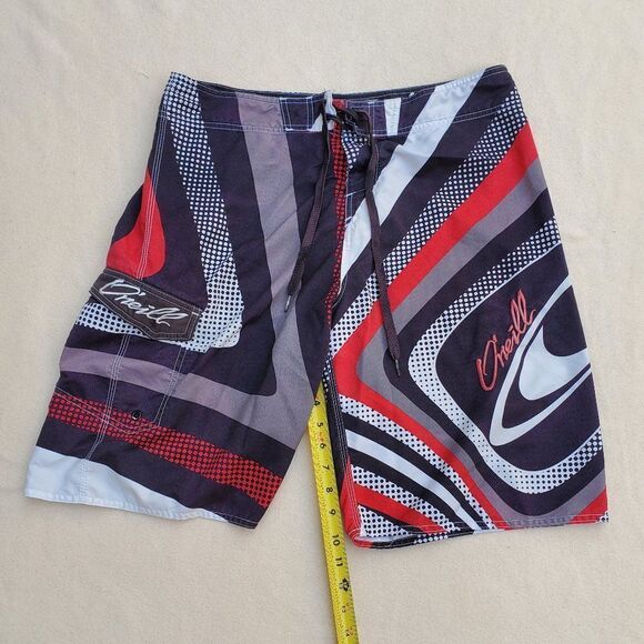 O'Neill black, red, gray, and white board shorts/swim trunks - Picture 3 of 11